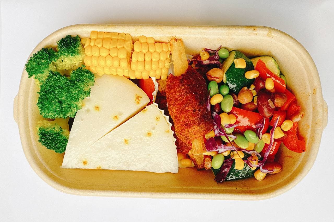 Millet Cake with Sweet-Sour Veggie Ribs