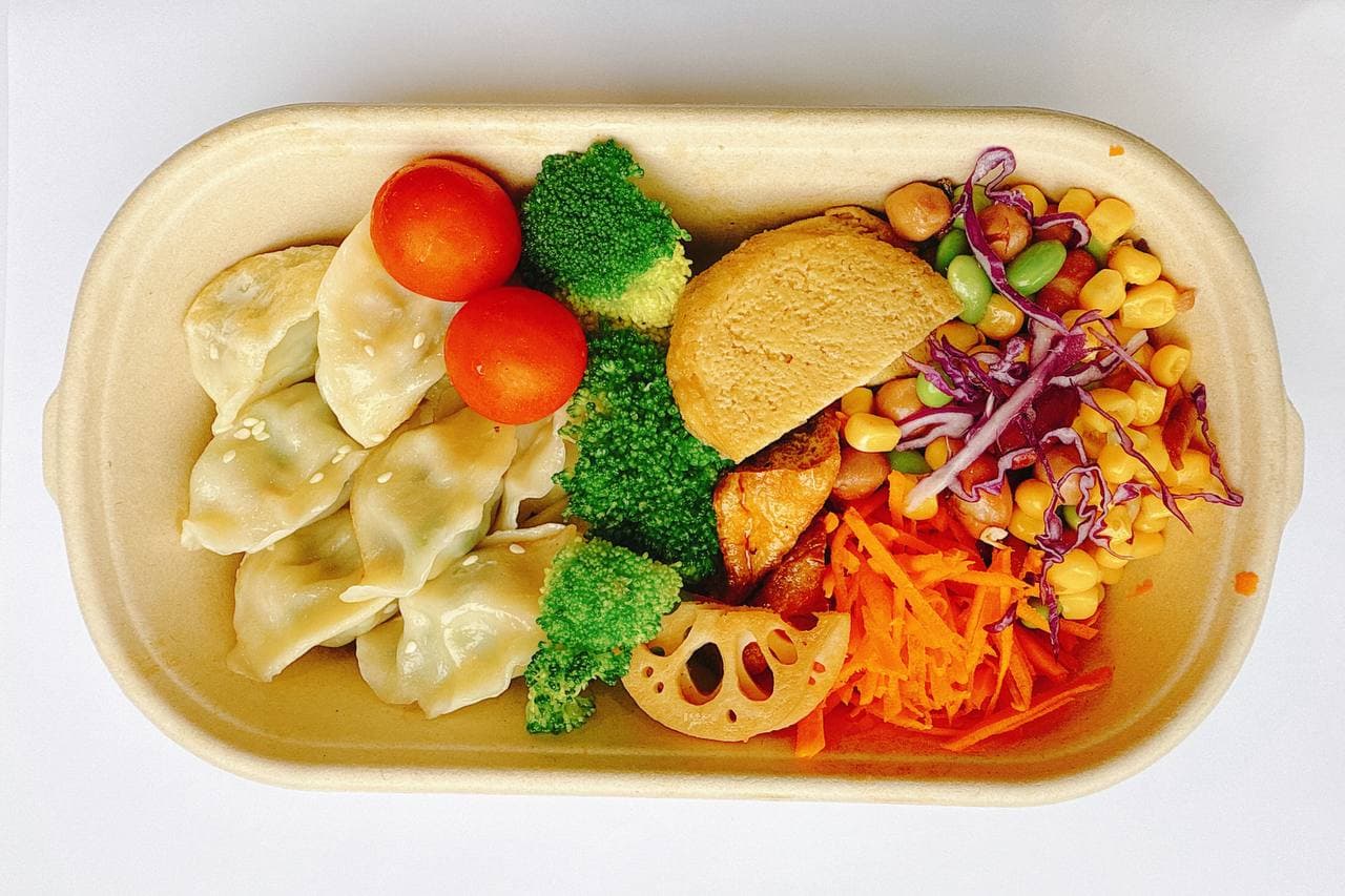 Pan-Fried Veggie Dumplings with Fresh Salad